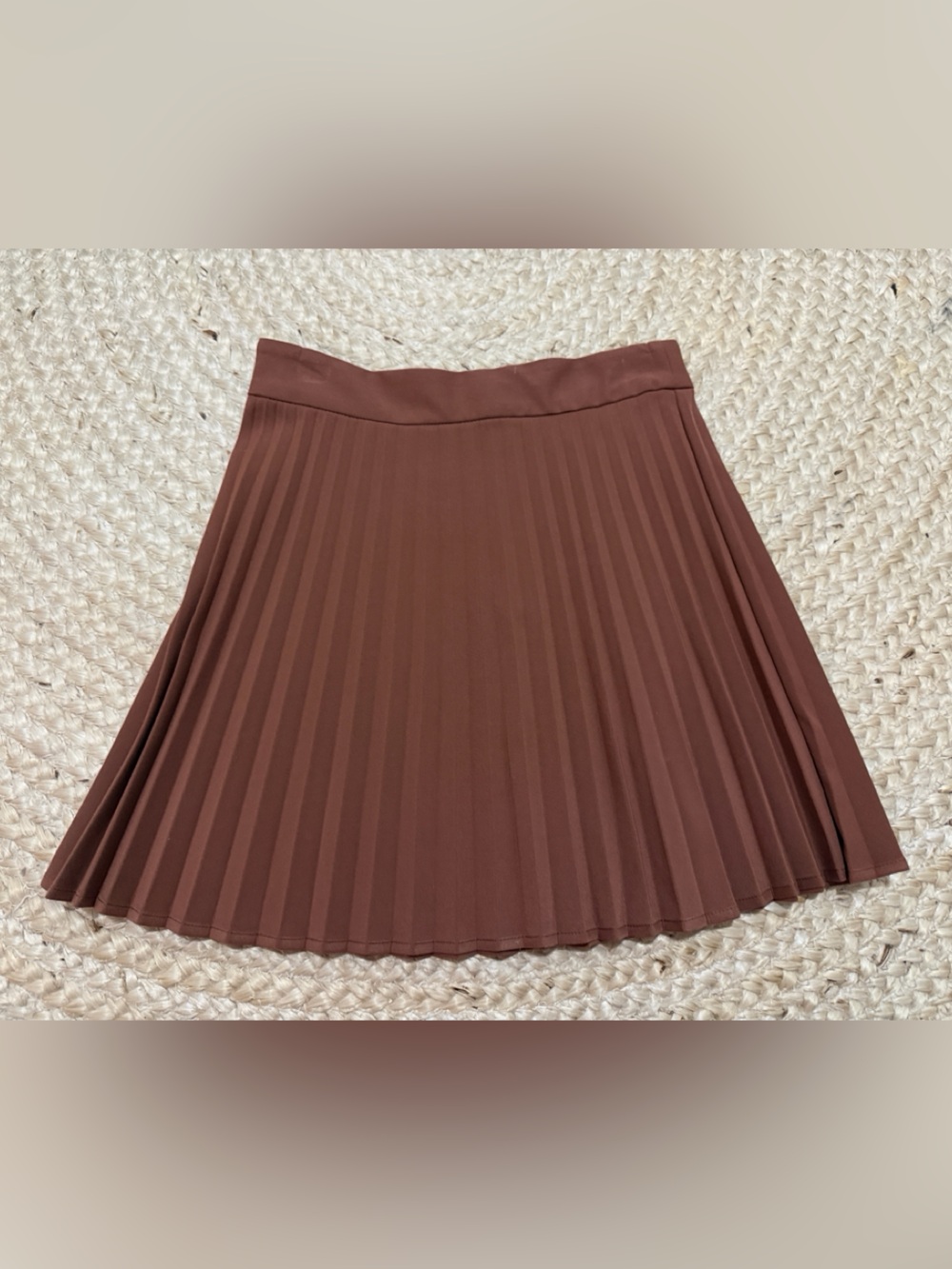 Aritzia Brown Pleated Skater Skirt